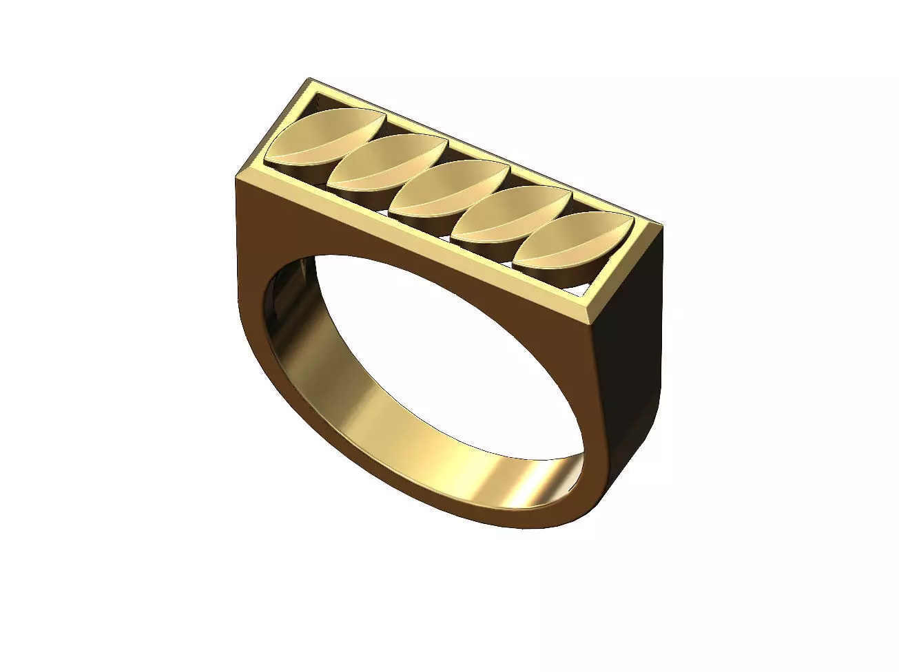 Leaf motif rectangular ring size 6to13 3D print model_0