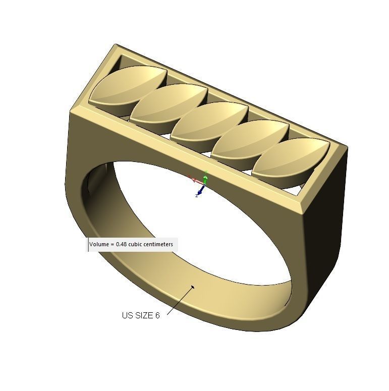 Leaf motif rectangular ring size 6to13 3D print model_9
