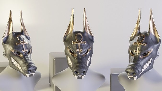 STL Anubis mask for print Low-poly model and textures included Low-poly 3D model