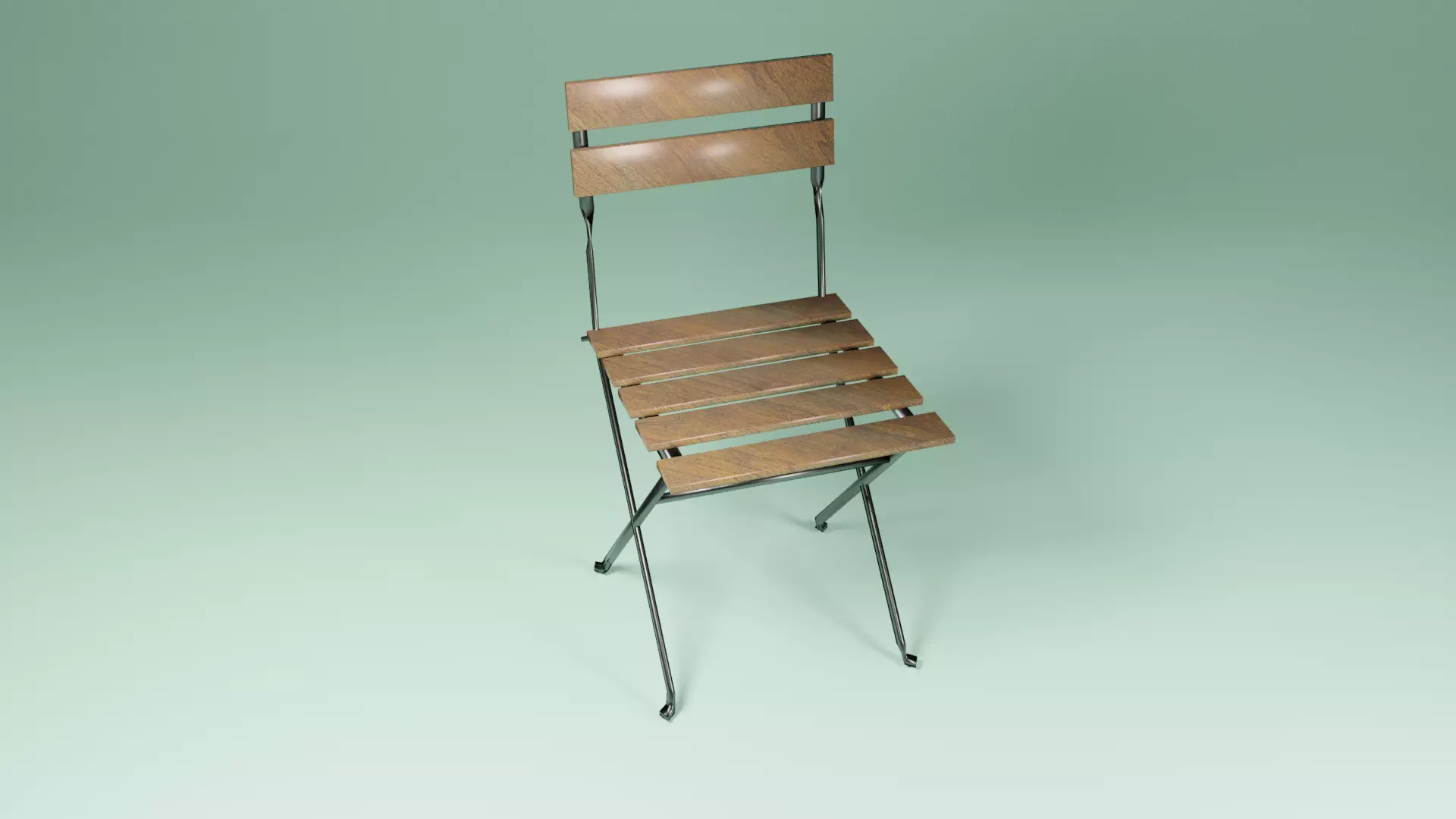 Garden Chair- Outdoor Foldable wooden Chair Low-poly 3D model