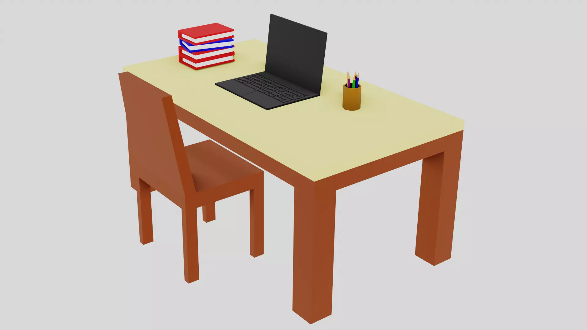 Laptop cartoon style Free low-poly 3D model