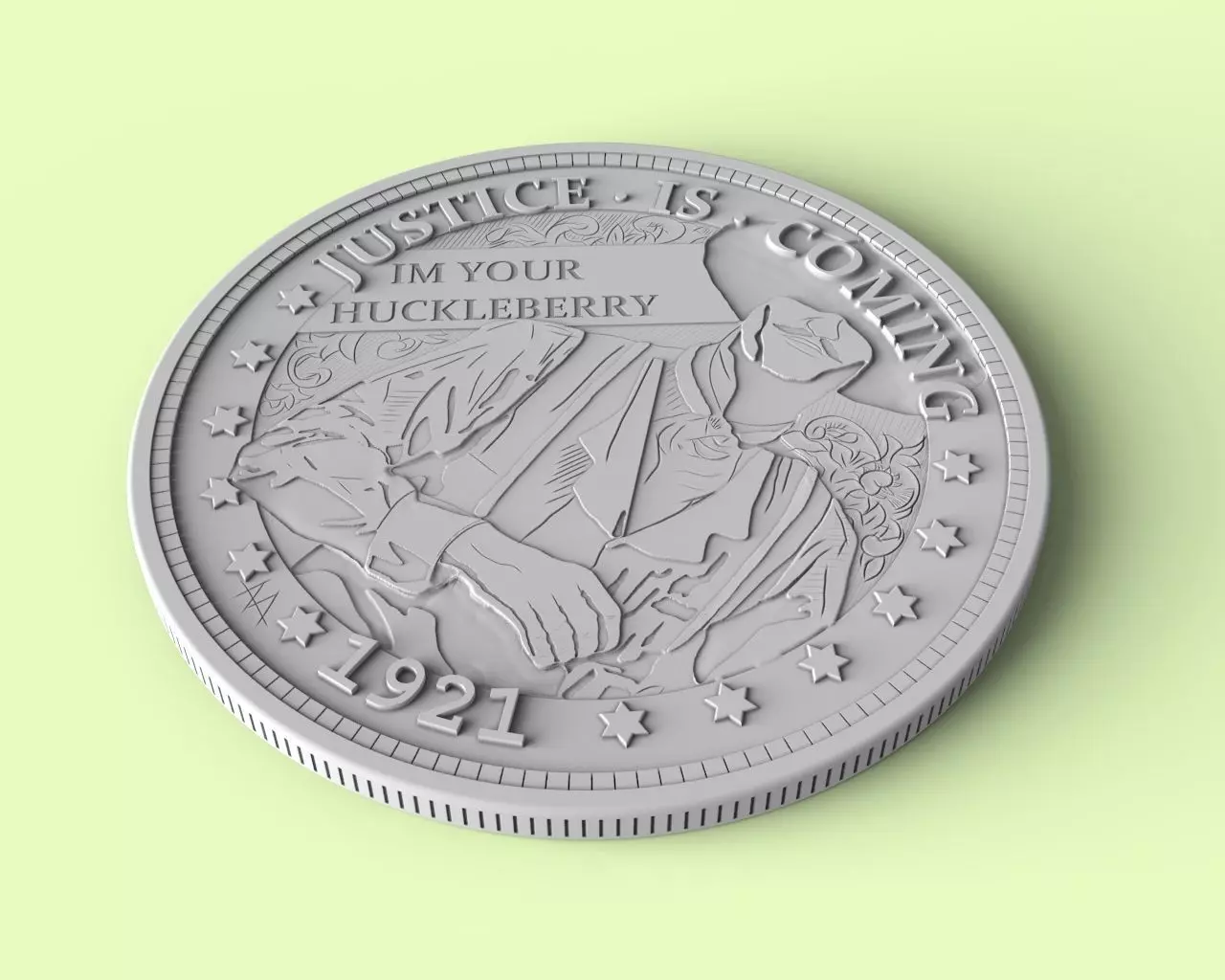 Doc Holliday Tombstone Val Kilmer Coin or Keychain Doc Holiday 3D print model_0