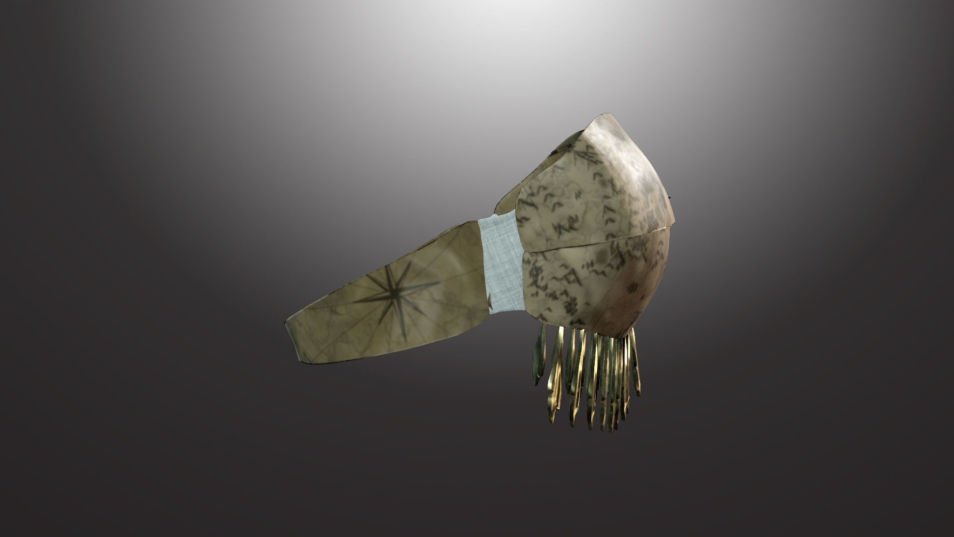 DTS-Model01-Bra2A gold and belt with fringes Low-poly 3D model_2