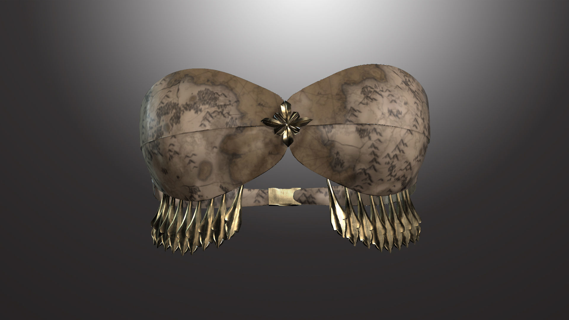 DTS-Model01-Bra2A gold and belt with fringes Low-poly 3D model_1