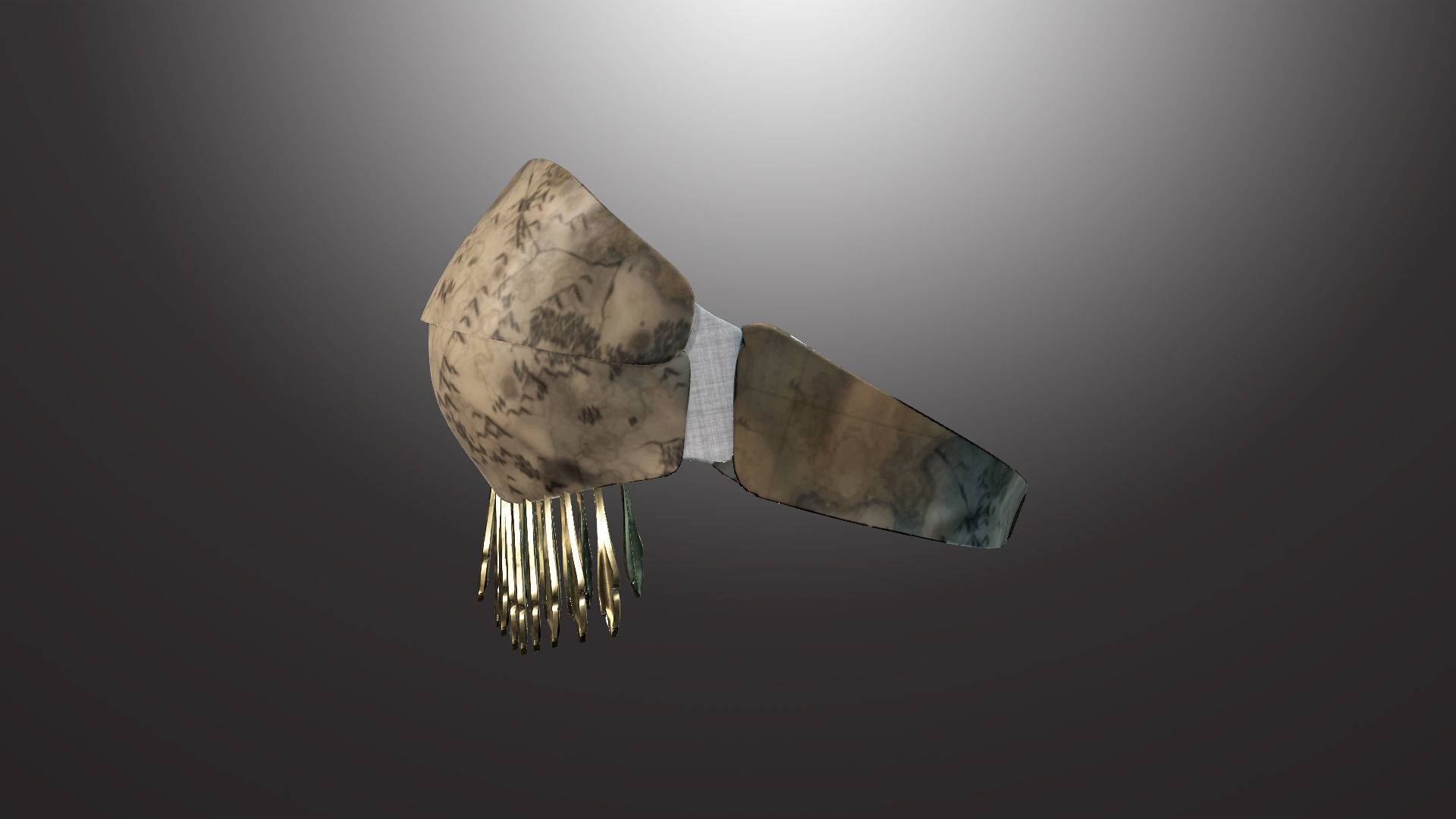 DTS-Model01-Bra2A gold and belt with fringes Low-poly 3D model_4