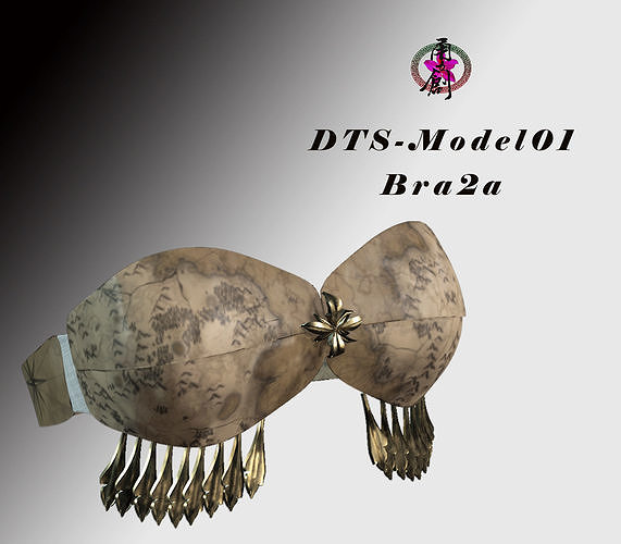 DTS-Model01-Bra2A gold and belt with fringes Low-poly 3D model