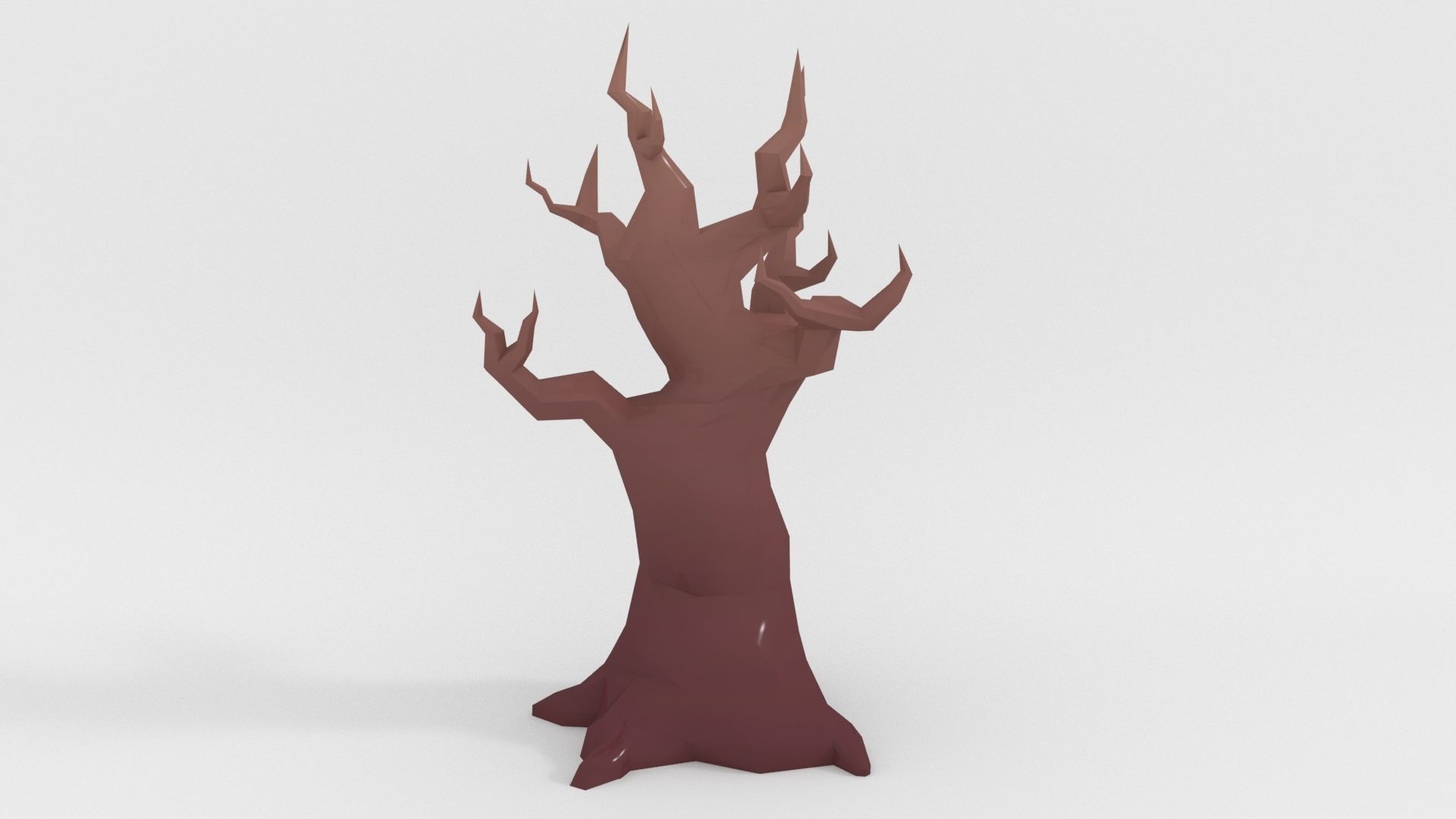 Low poly stylized old tree trunk Low-poly 3D model_4