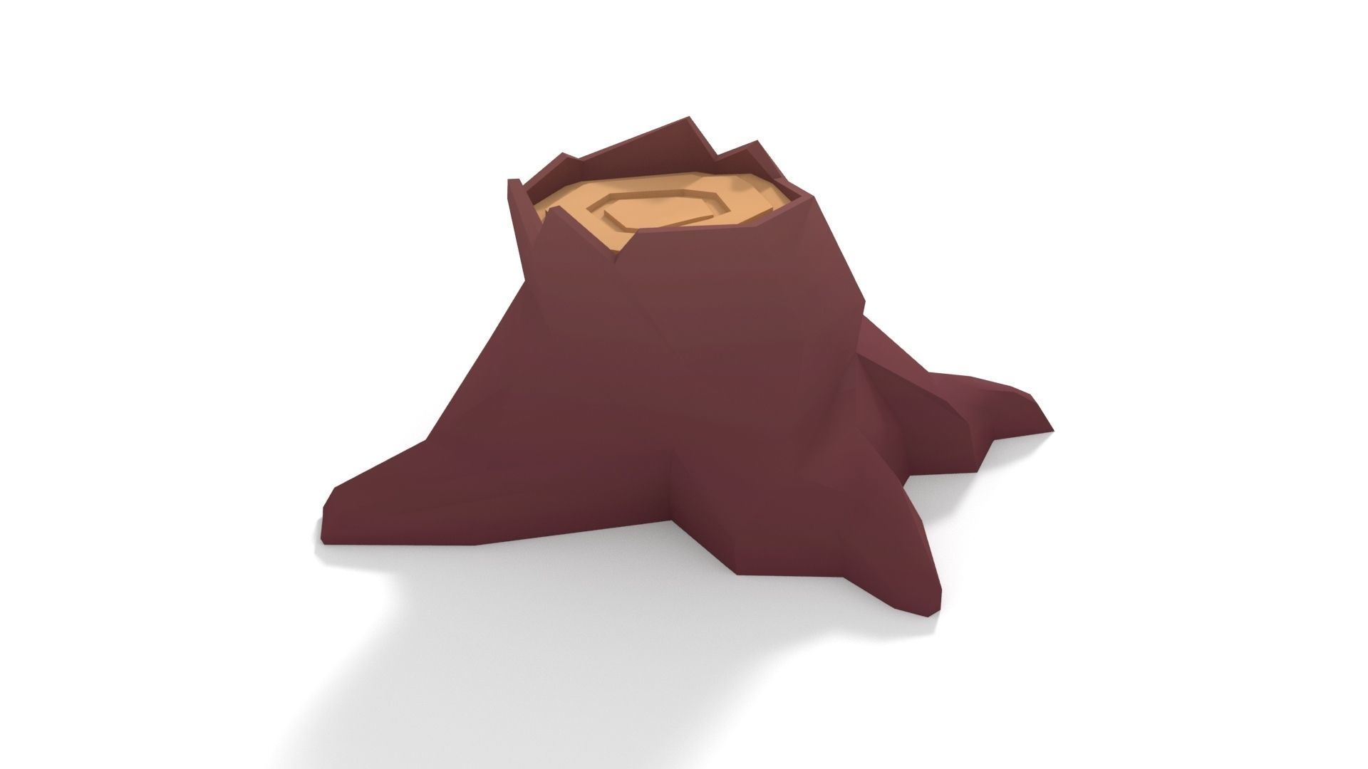 Low poly stylized old tree trunk Low-poly 3D model_5