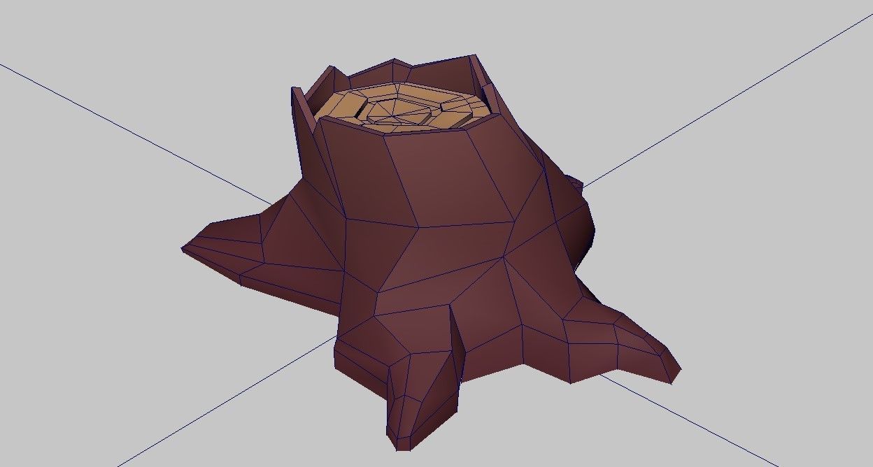 Low poly stylized old tree trunk Low-poly 3D model_7