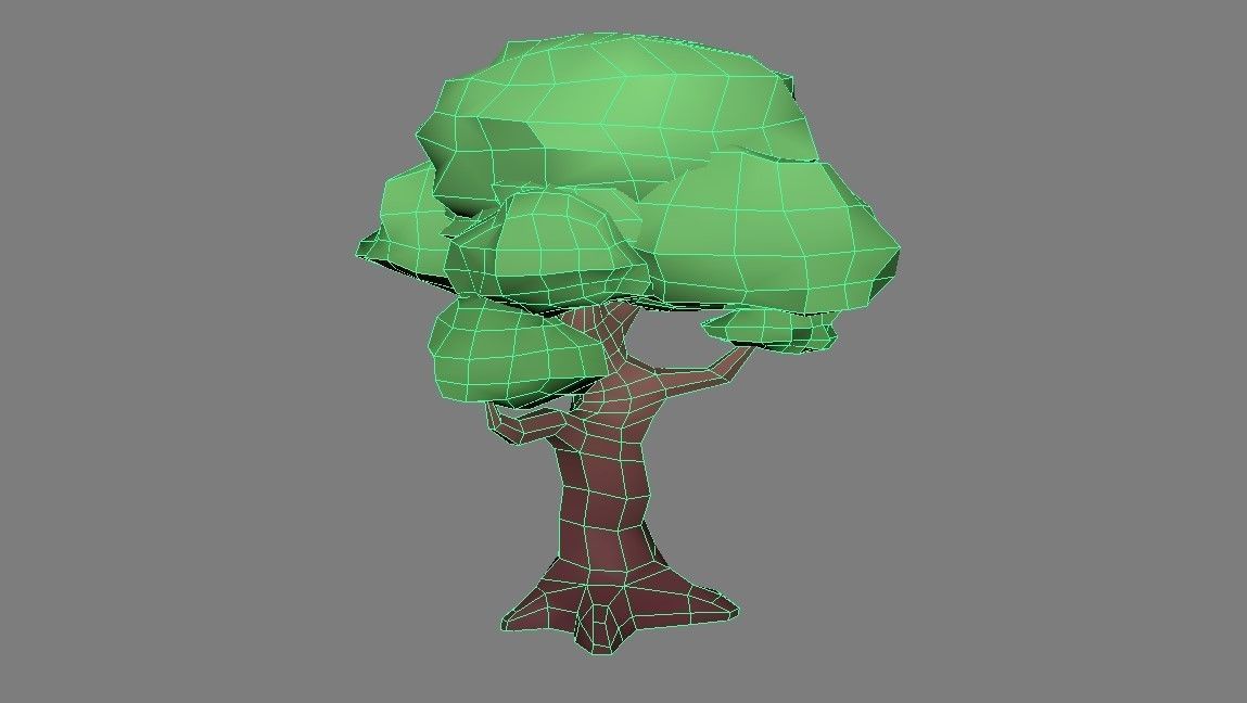 Low poly stylized old tree trunk Low-poly 3D model_8