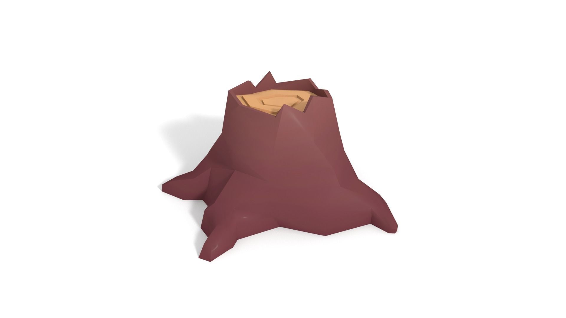 Low poly stylized old tree trunk Low-poly 3D model_2
