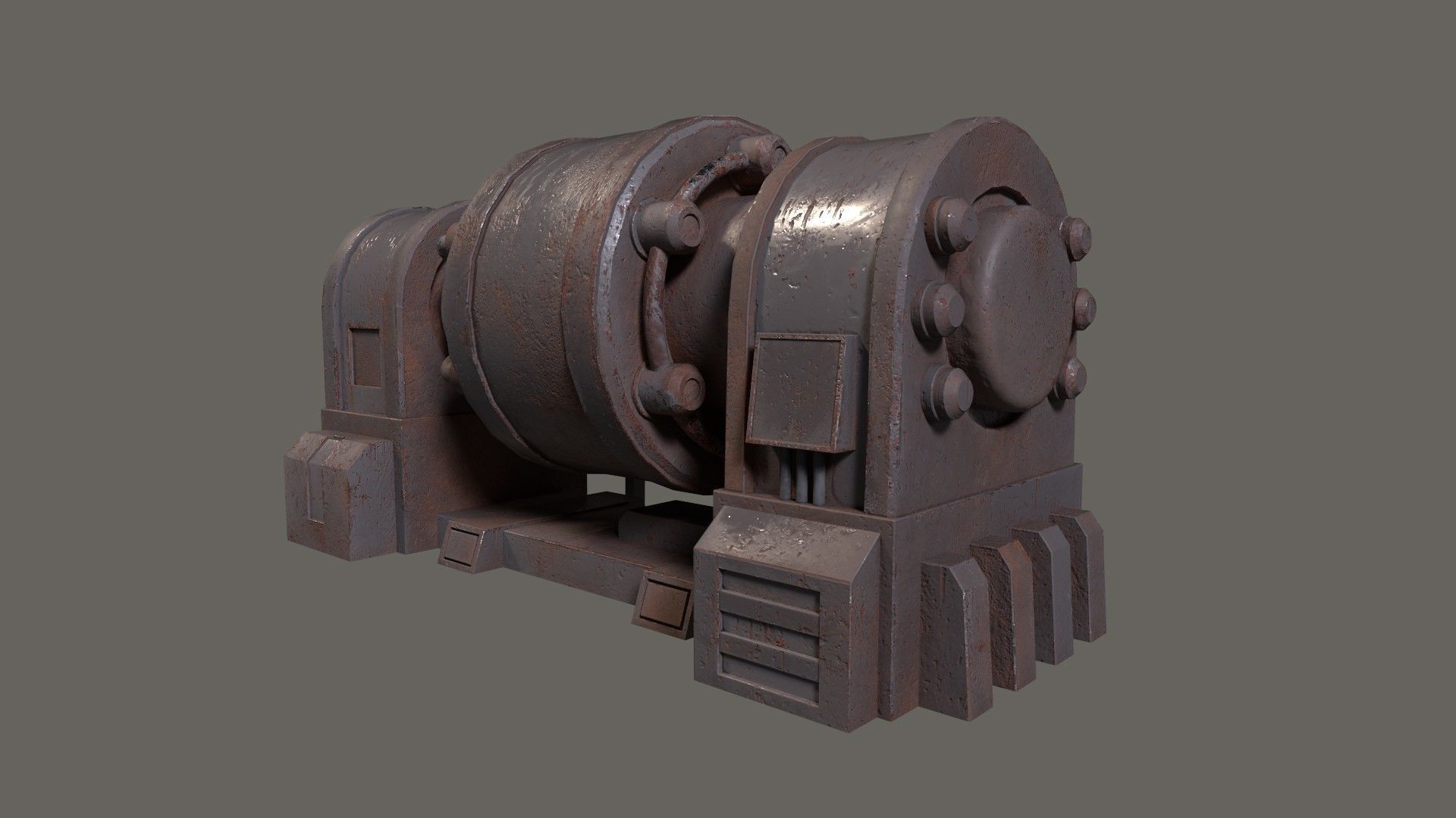 Low-poly old rusty sci-fi generator Low-poly 3D model_5