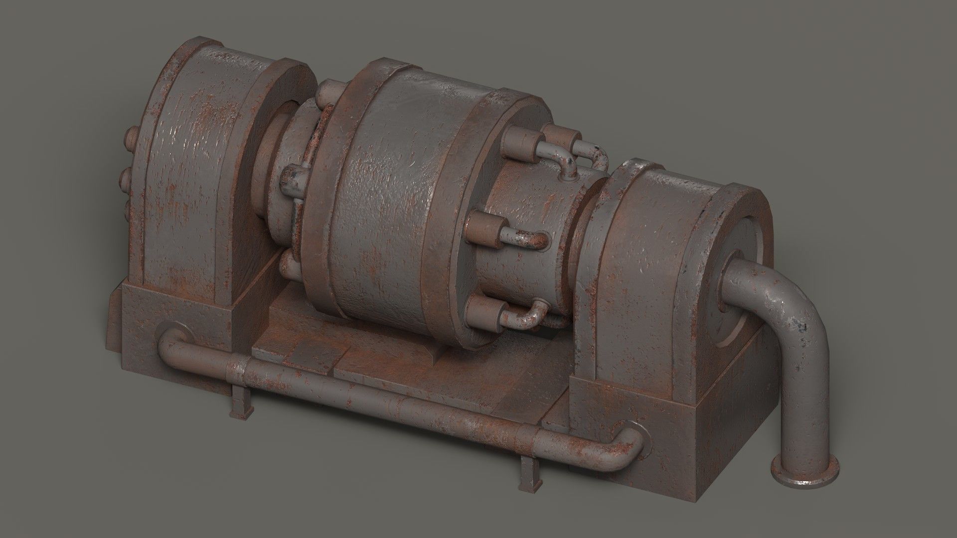 Low-poly old rusty sci-fi generator Low-poly 3D model_11