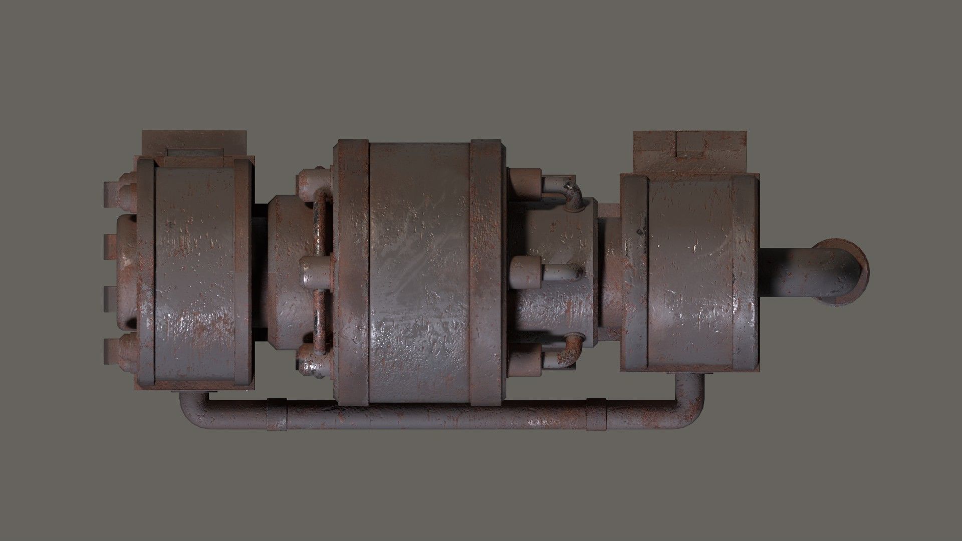 Low-poly old rusty sci-fi generator Low-poly 3D model_15