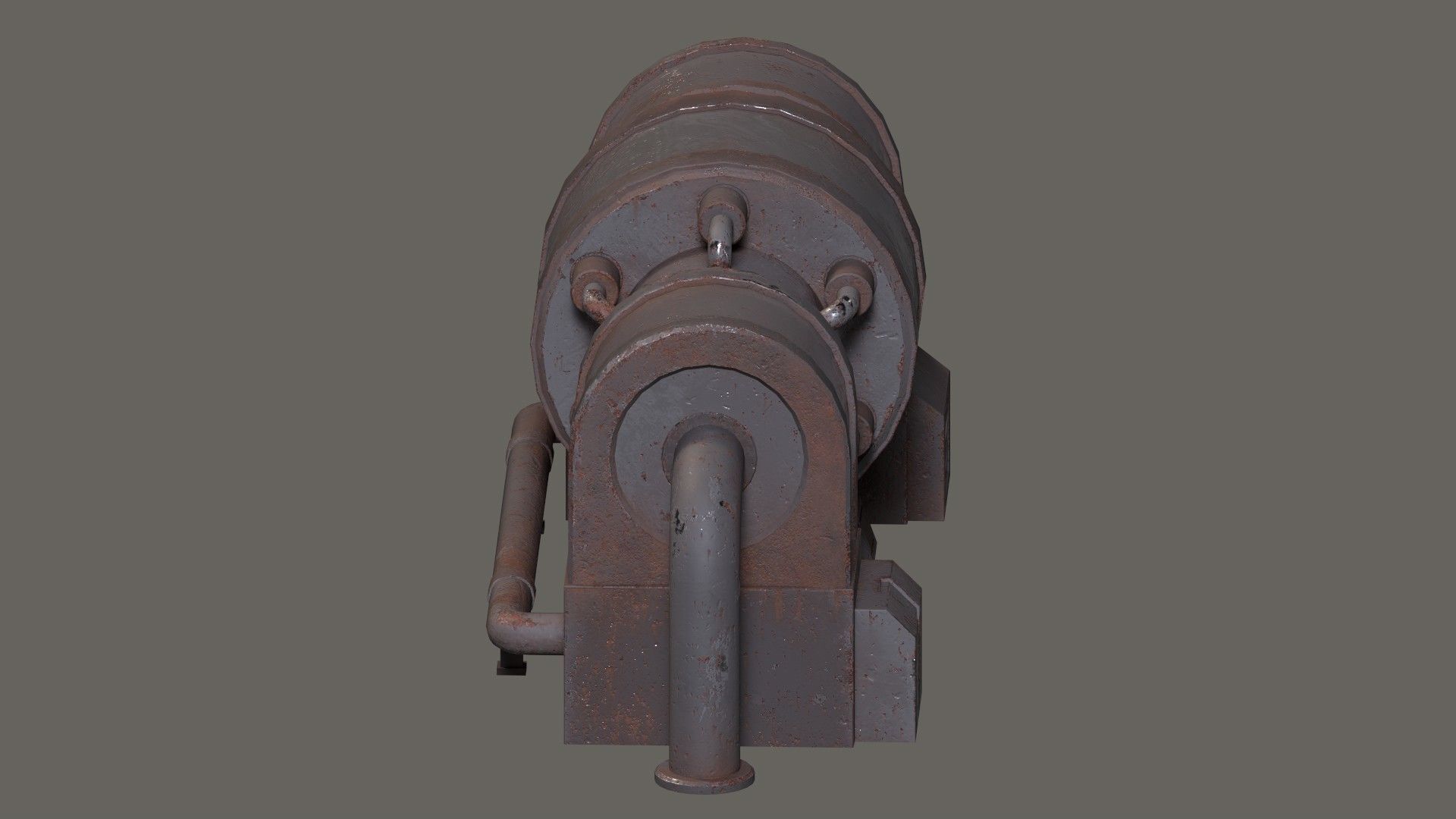 Low-poly old rusty sci-fi generator Low-poly 3D model_8