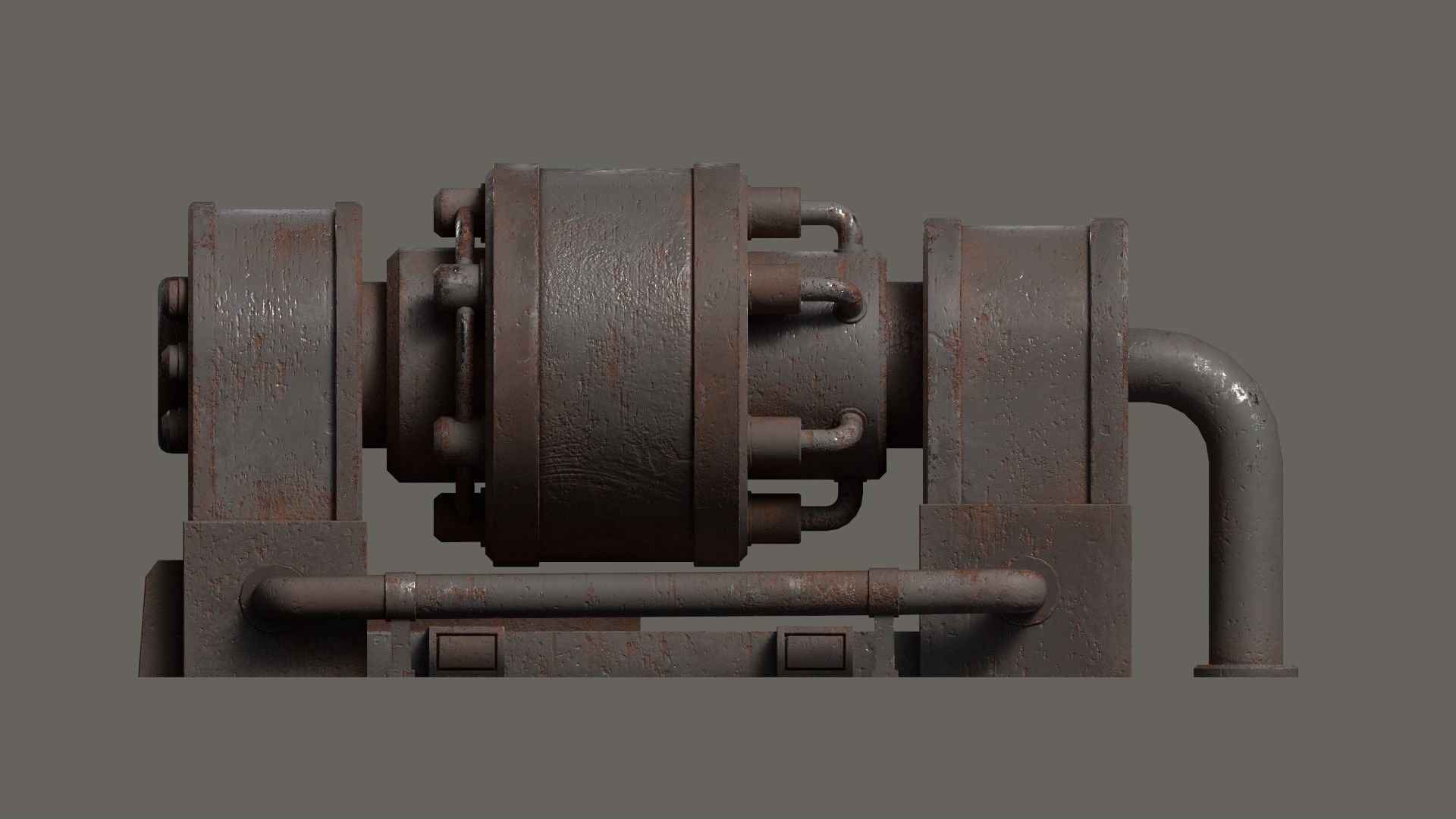 Low-poly old rusty sci-fi generator Low-poly 3D model_12