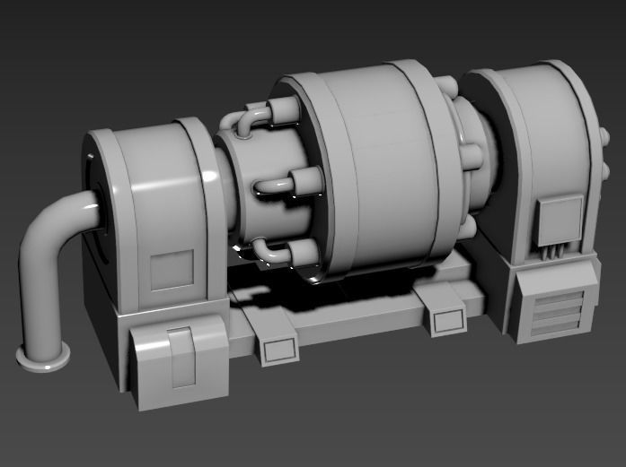 Low-poly old rusty sci-fi generator Low-poly 3D model_17