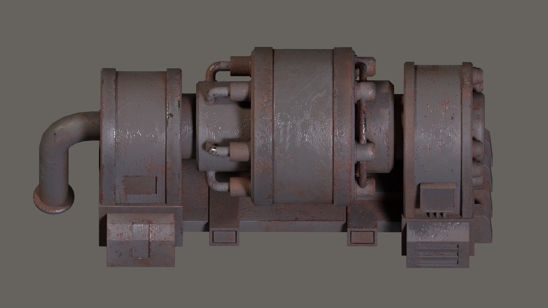 Low-poly old rusty sci-fi generator Low-poly 3D model_6