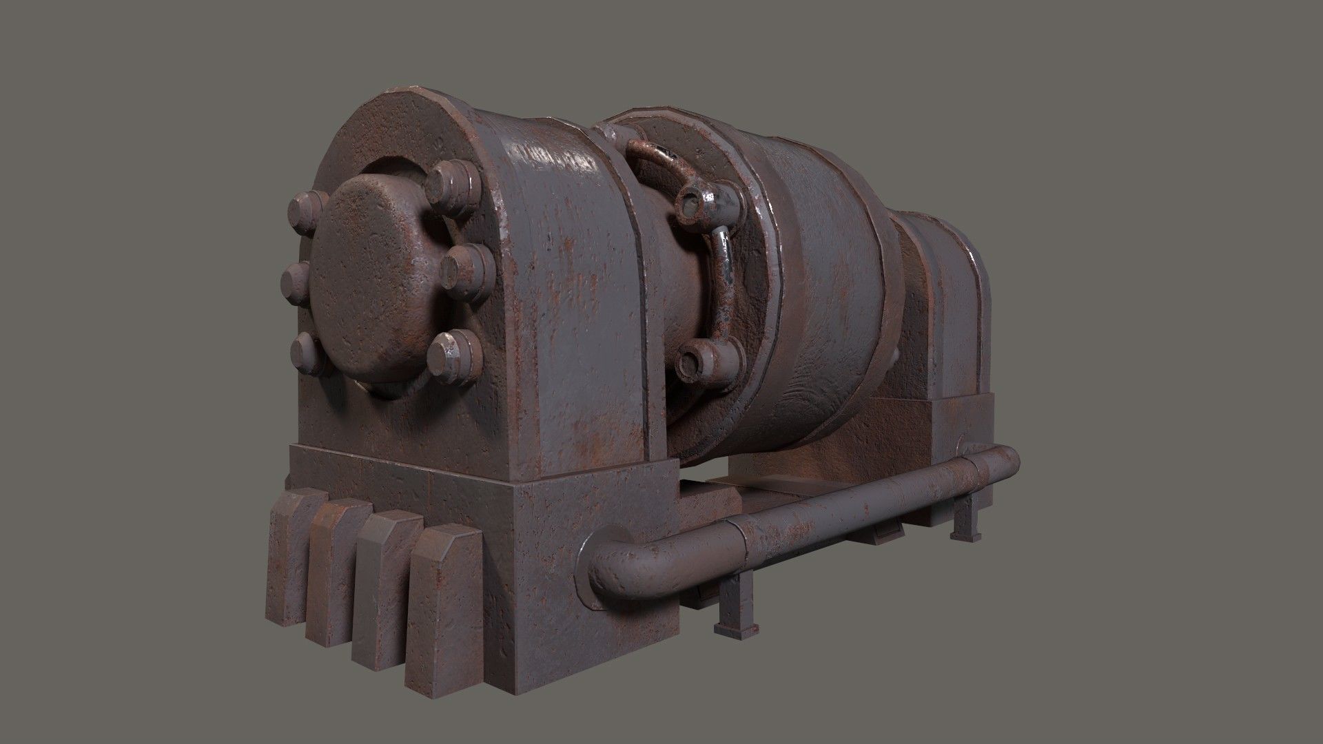 Low-poly old rusty sci-fi generator Low-poly 3D model_16