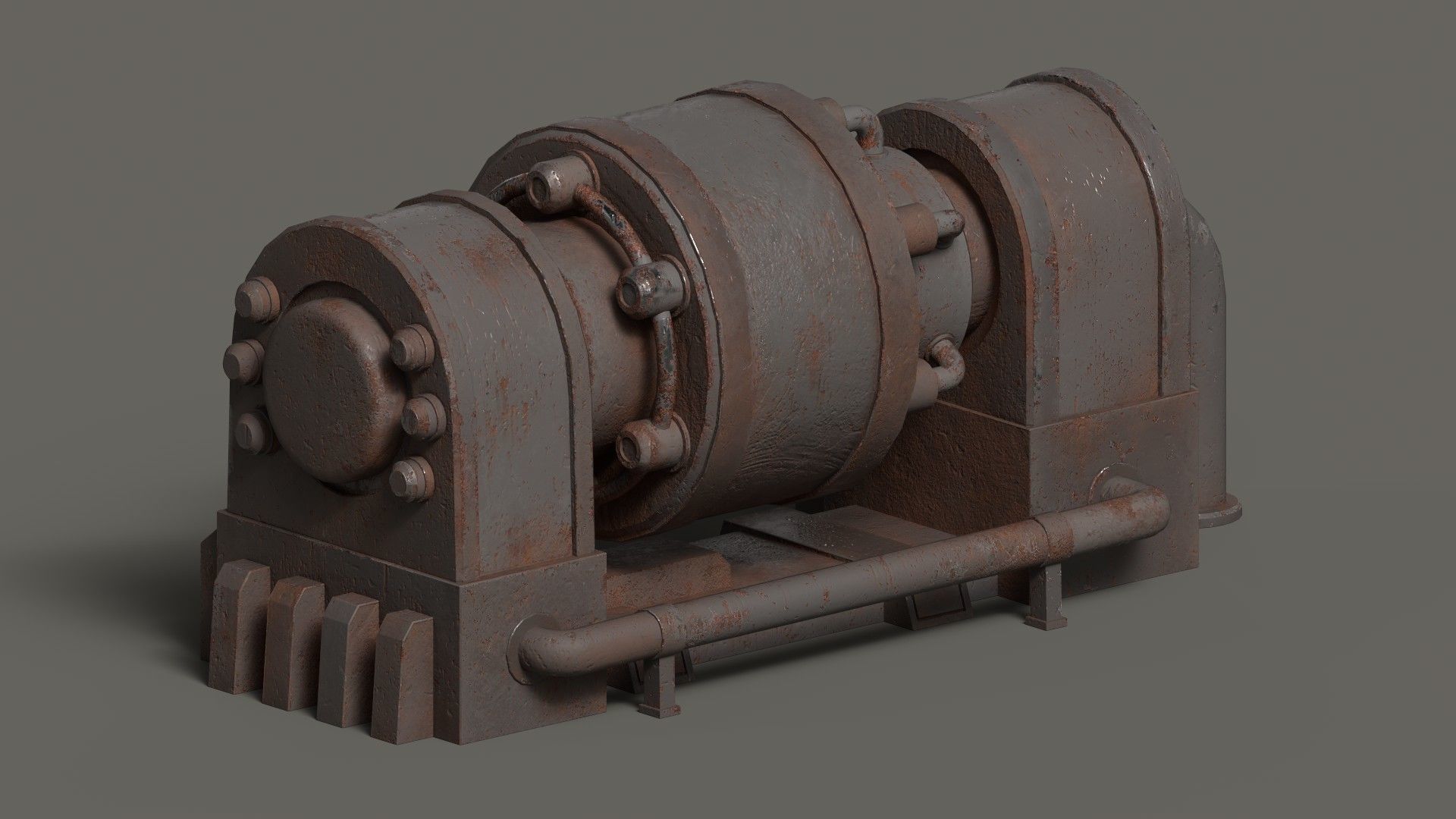 Low-poly old rusty sci-fi generator Low-poly 3D model_10