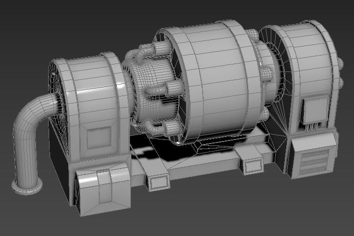 Low-poly old rusty sci-fi generator Low-poly 3D model_18