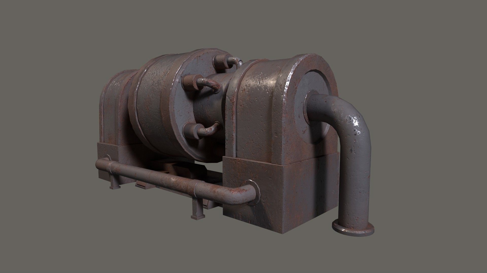Low-poly old rusty sci-fi generator Low-poly 3D model_3