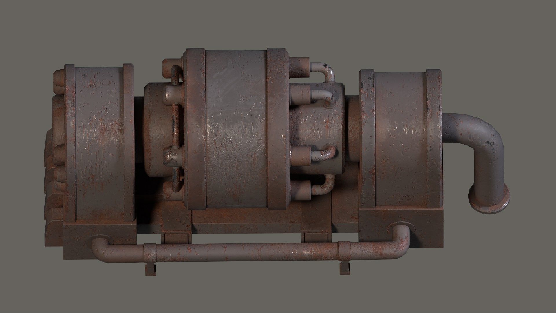 Low-poly old rusty sci-fi generator Low-poly 3D model_7