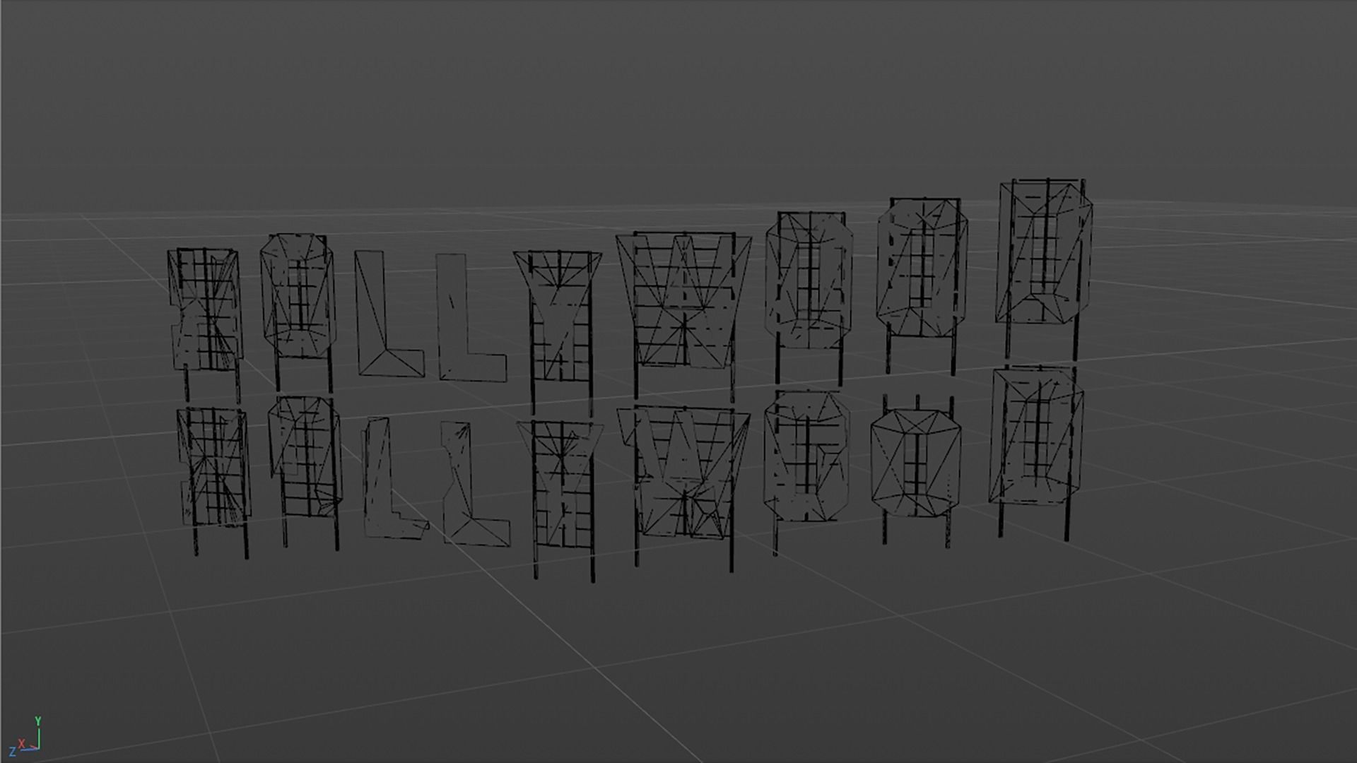 Futuristic Hollywood Sign  Low-poly 3D model_5