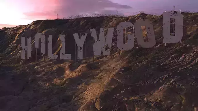 Futuristic Hollywood Sign  Low-poly 3D model