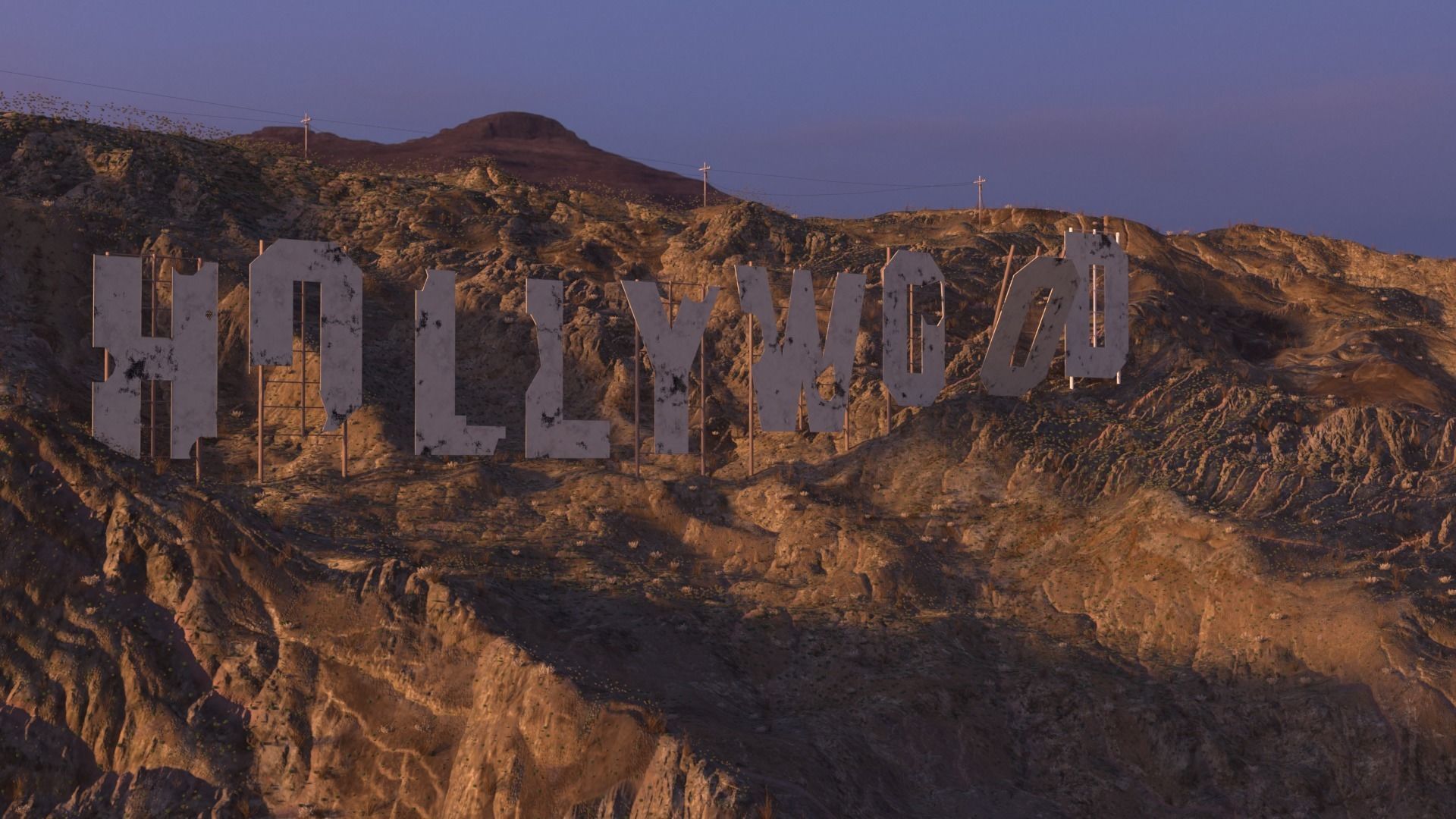 Futuristic Hollywood Sign  Low-poly 3D model_2