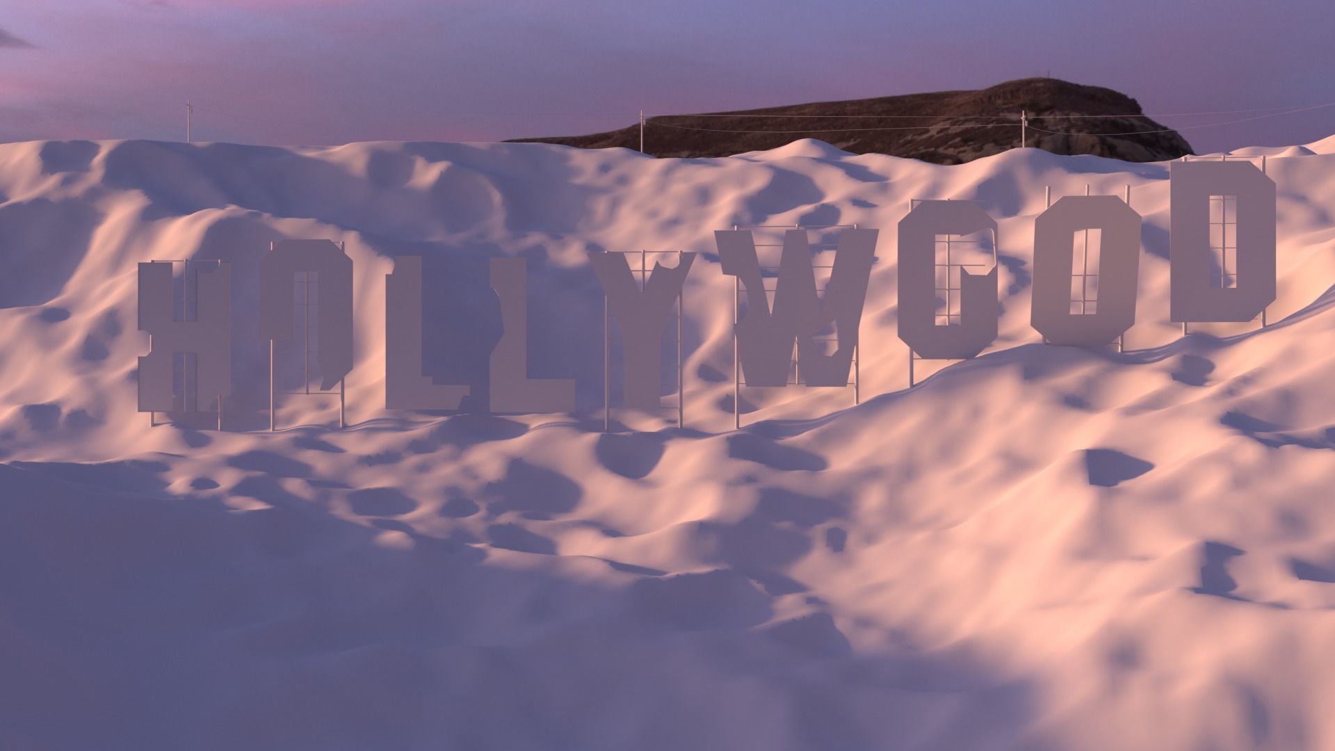 Futuristic Hollywood Sign  Low-poly 3D model_3