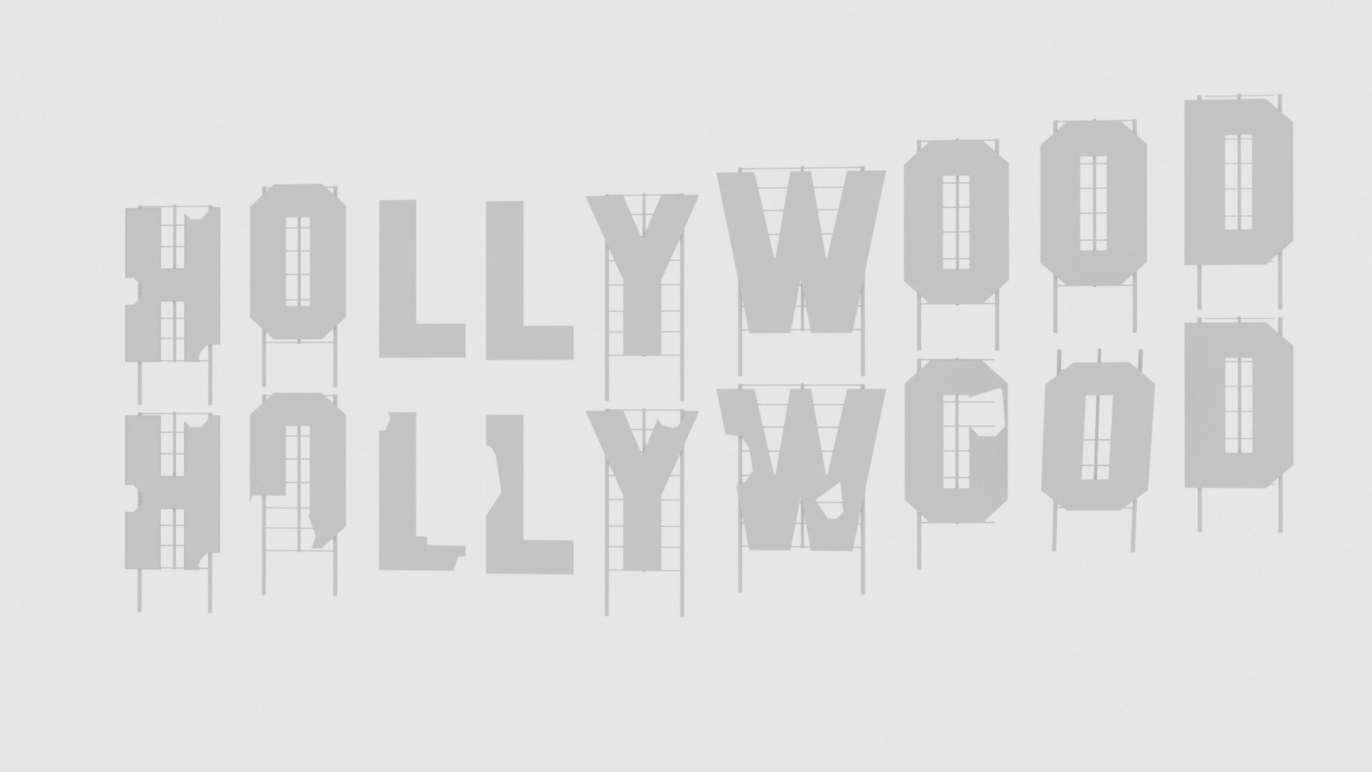 Futuristic Hollywood Sign  Low-poly 3D model_4