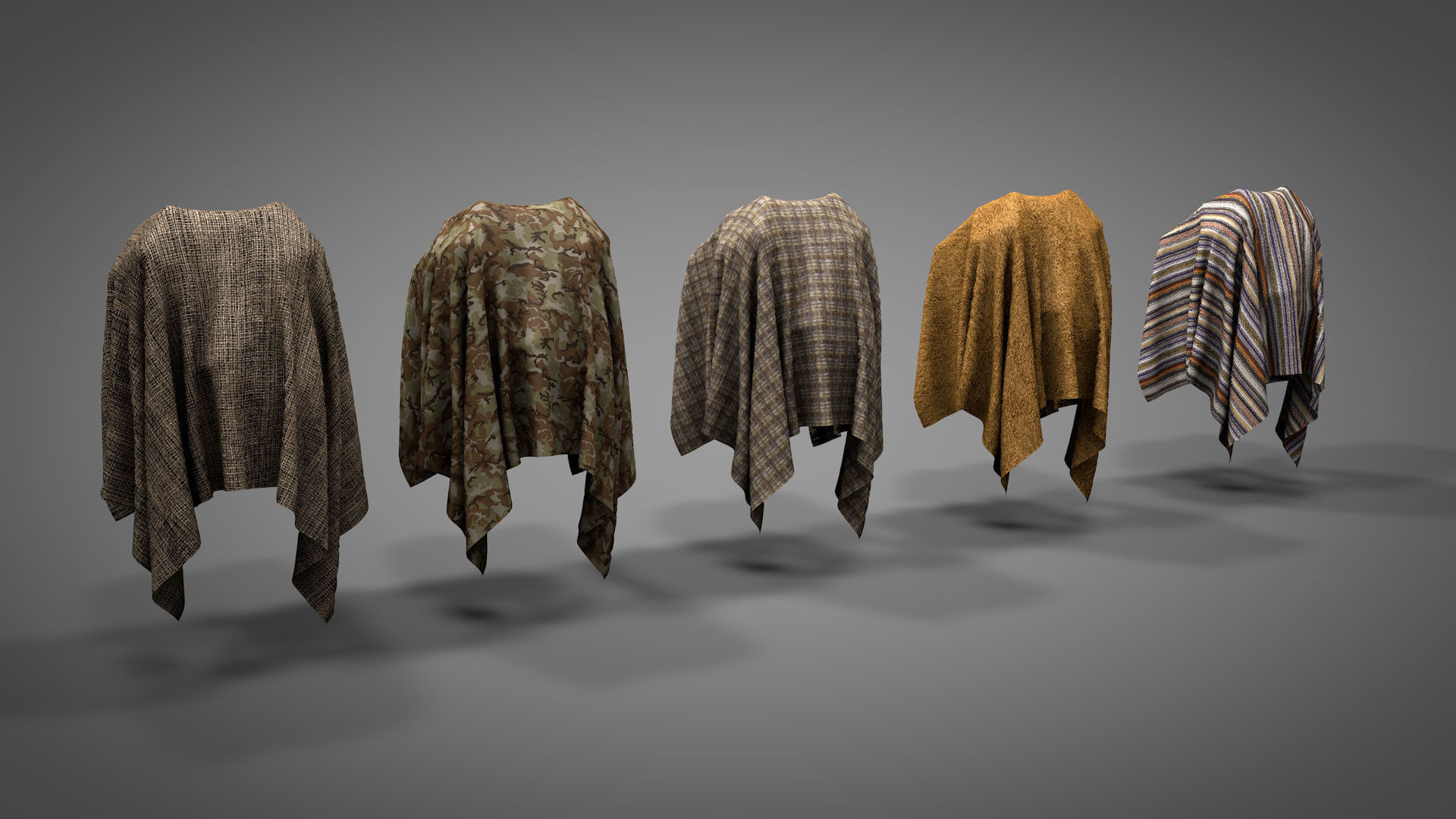 Fabrics on Virtual Objects Low-poly 3D model_13