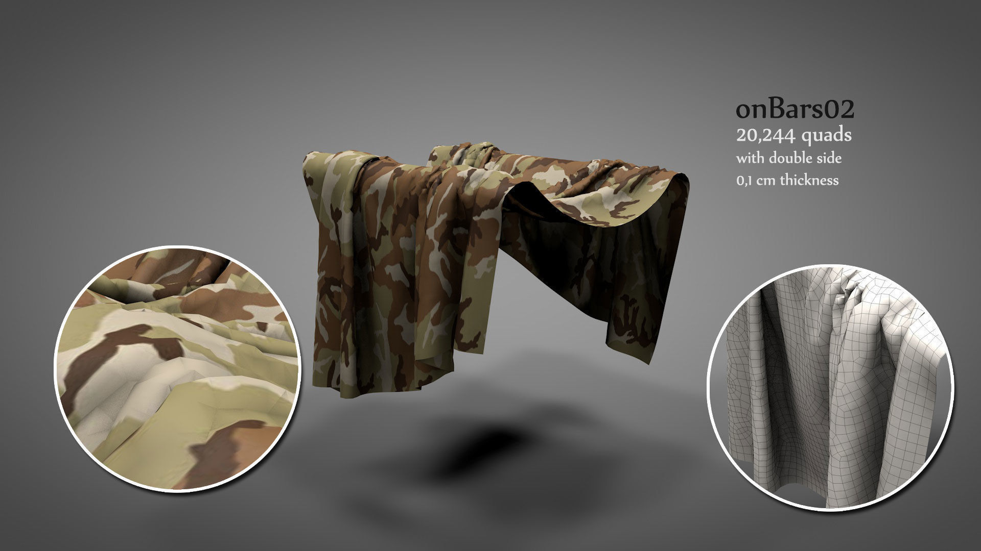 Fabrics on Virtual Objects Low-poly 3D model_7