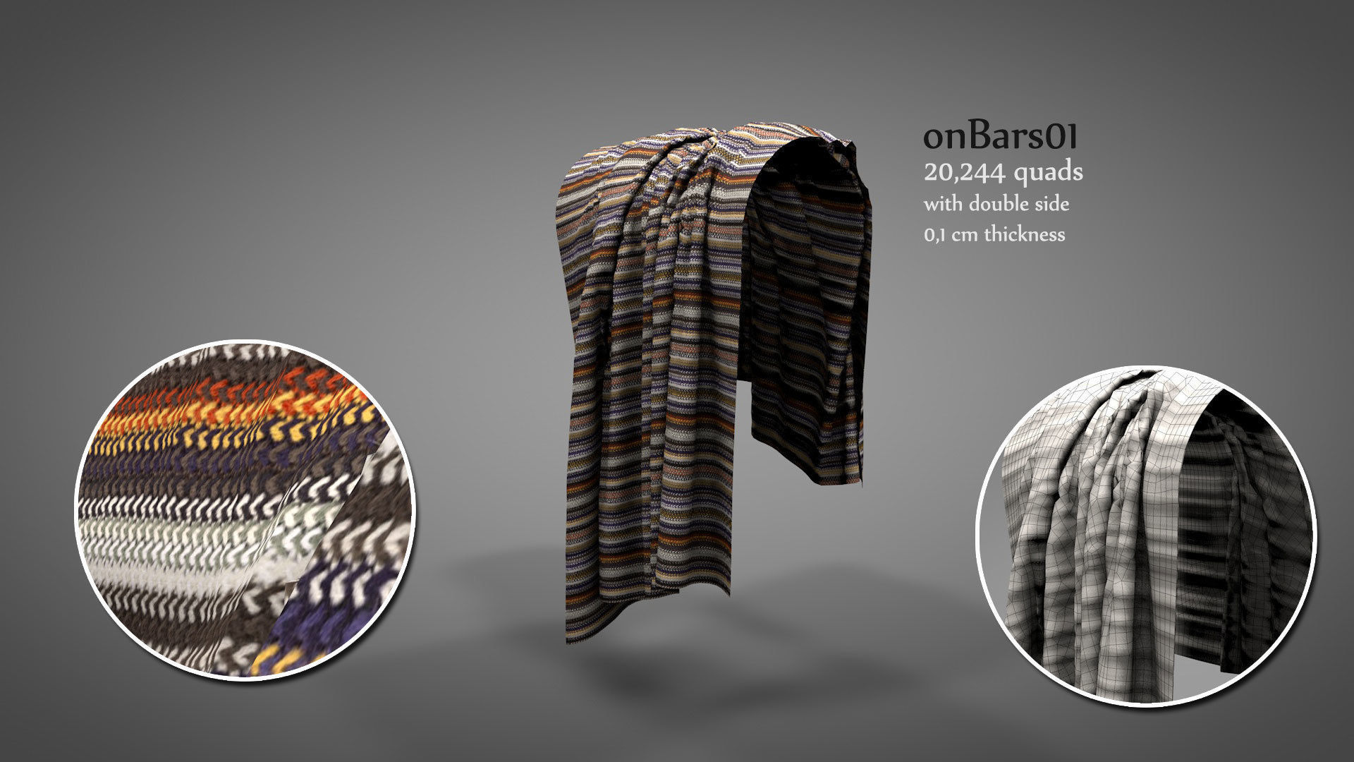 Fabrics on Virtual Objects Low-poly 3D model_6