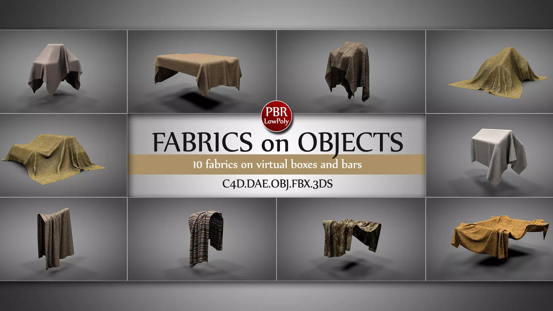 Fabrics on Virtual Objects Low-poly 3D model_0