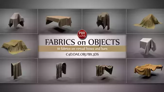 Fabrics on Virtual Objects Low-poly 3D model