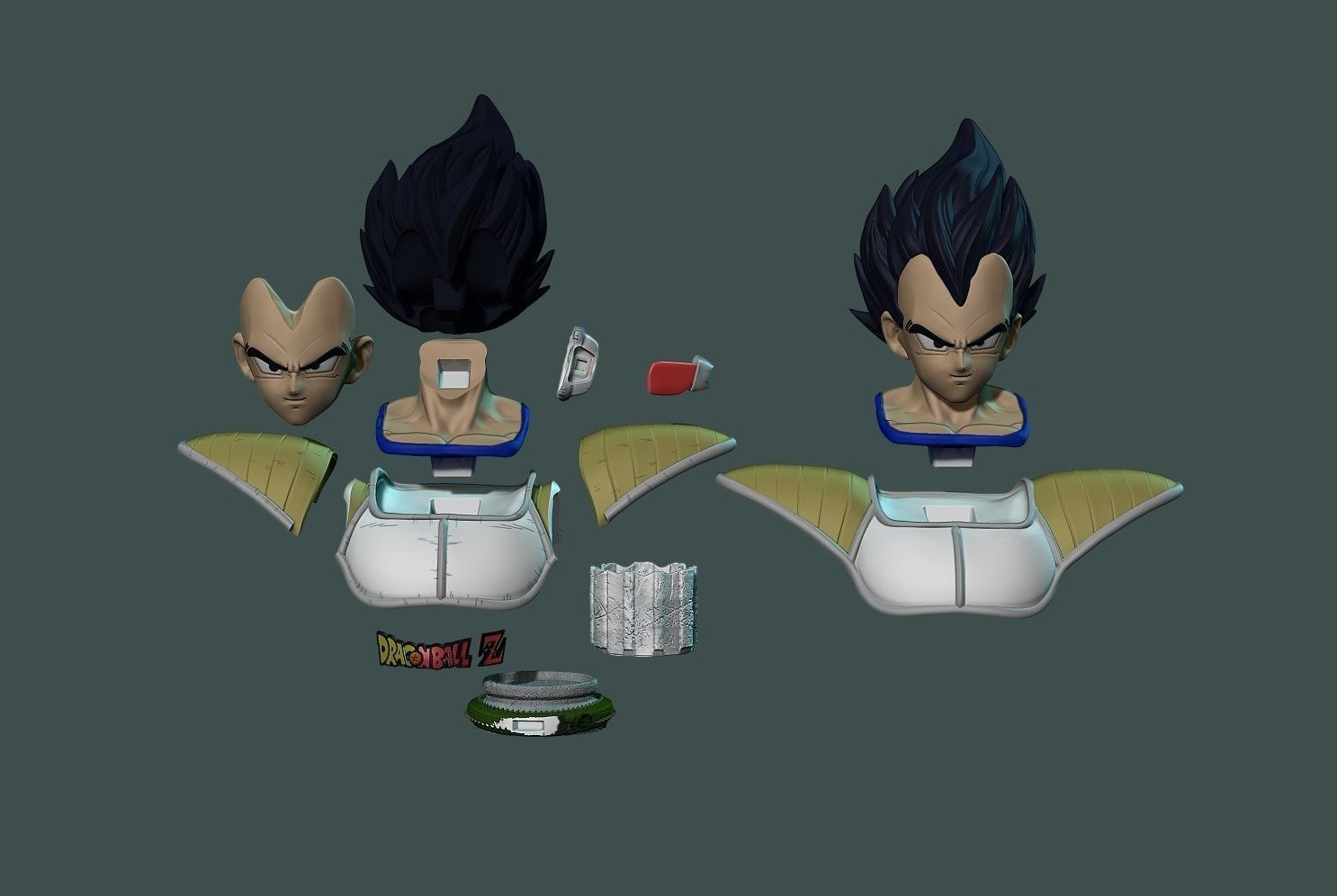 Vegeta bust 3D print model_3