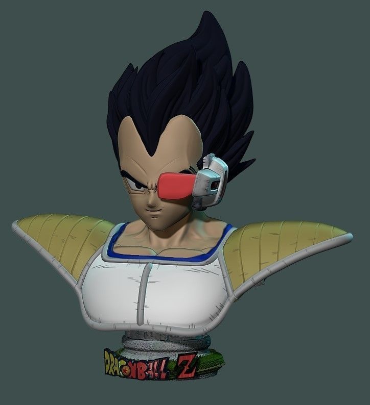 Vegeta bust 3D print model_2
