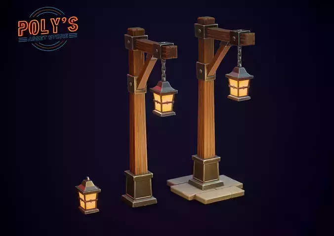Lantern set- Stylized Low Poly
