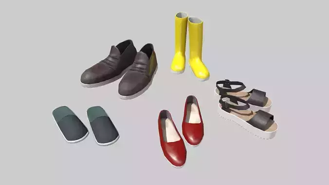 Low Poly Shoes rubber boots