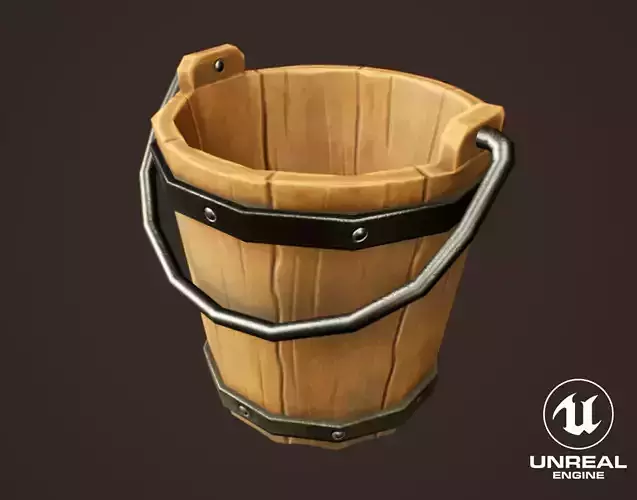 Stylized Western Wooden Bucket