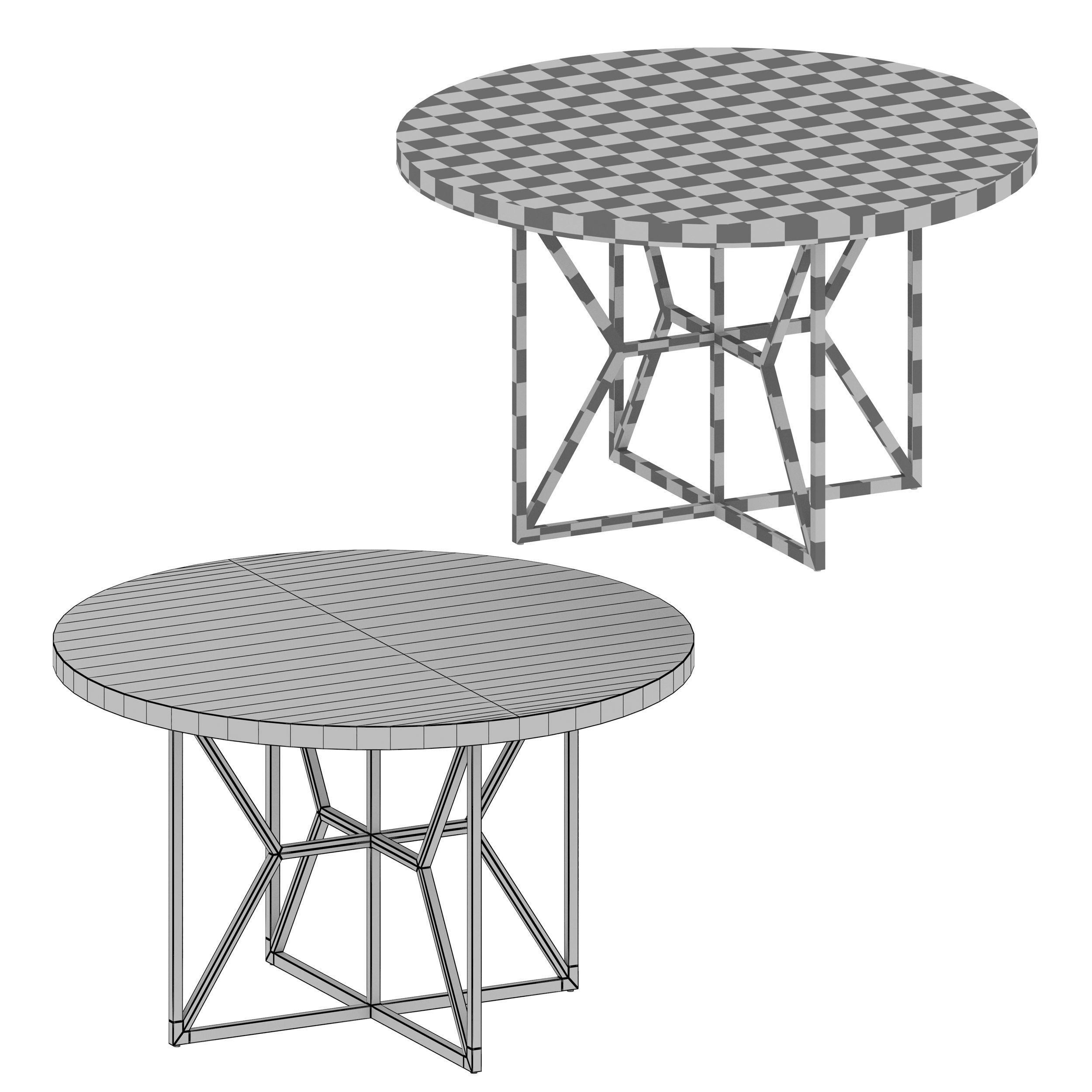Hayes Round Acacia Dining Table Crate and Barrel 3D model_10