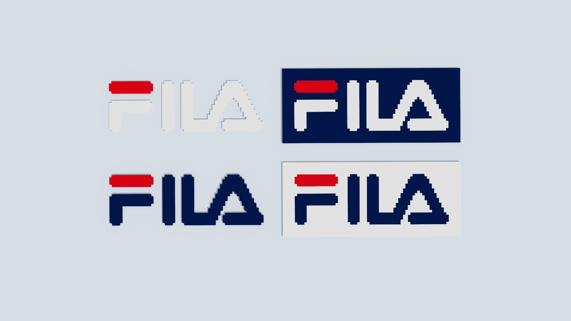 Voxel Logo Set Low-poly 3D model_16