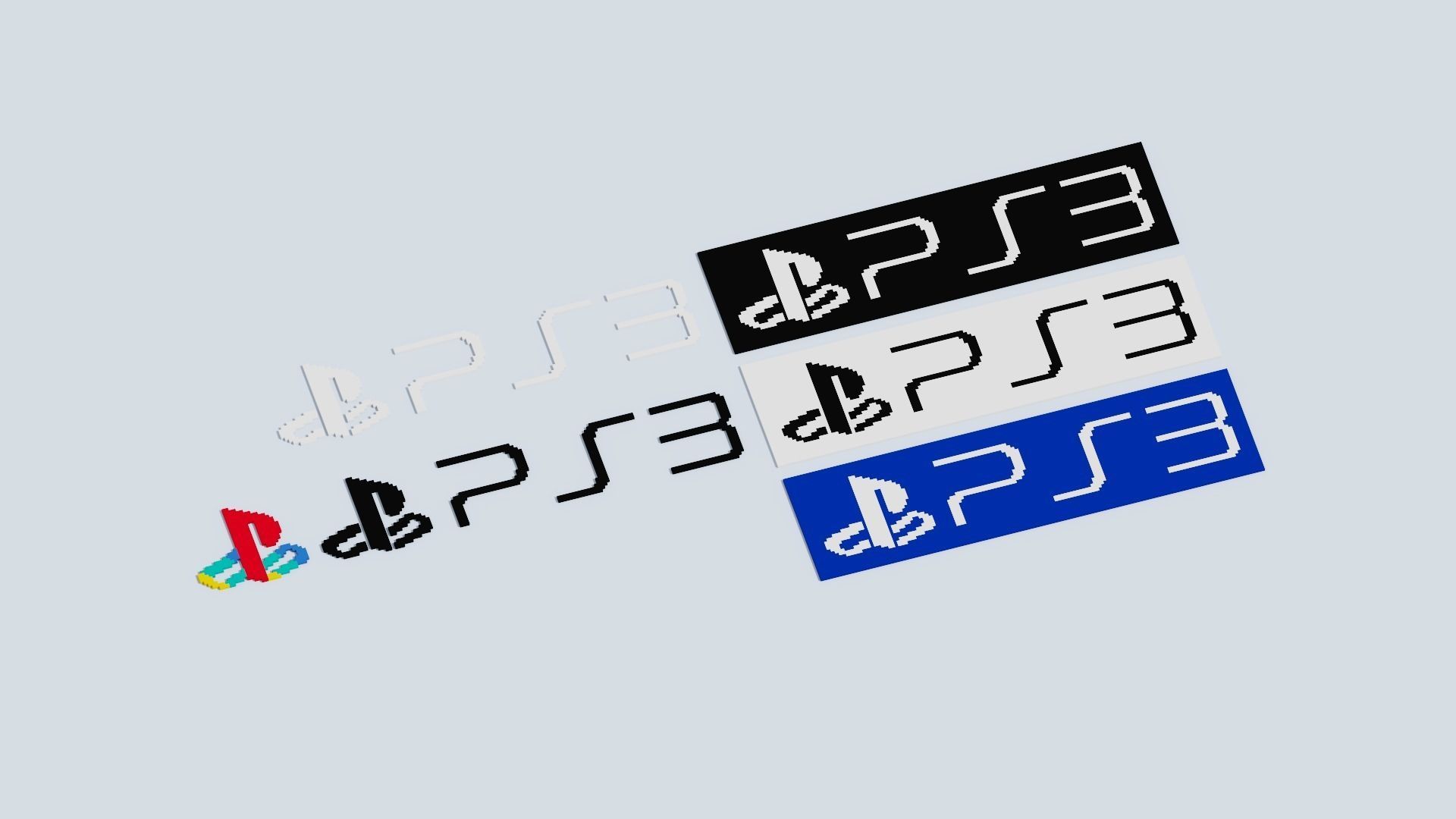 Voxel Logo Set Low-poly 3D model_35