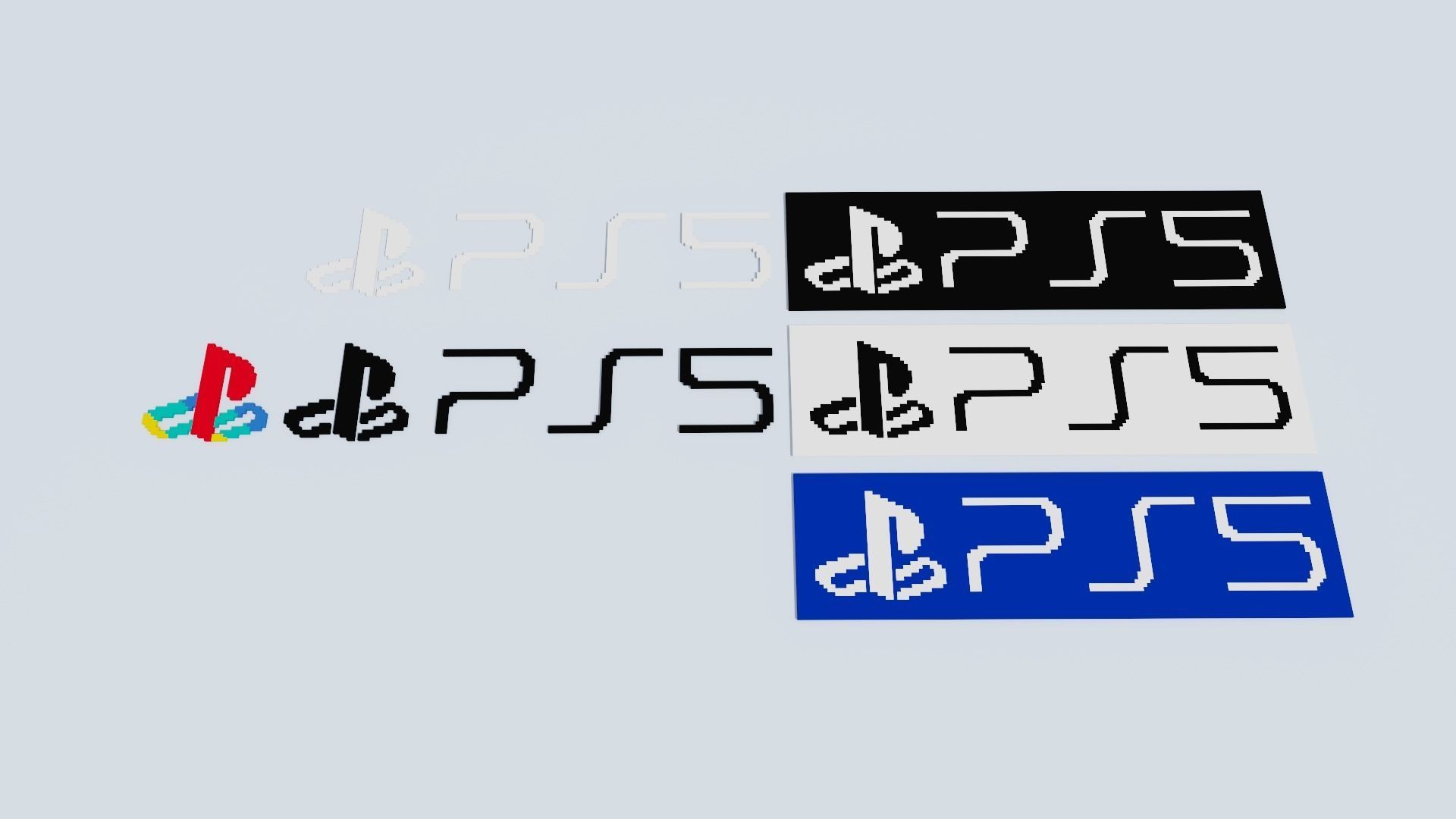 Voxel Logo Set Low-poly 3D model_30