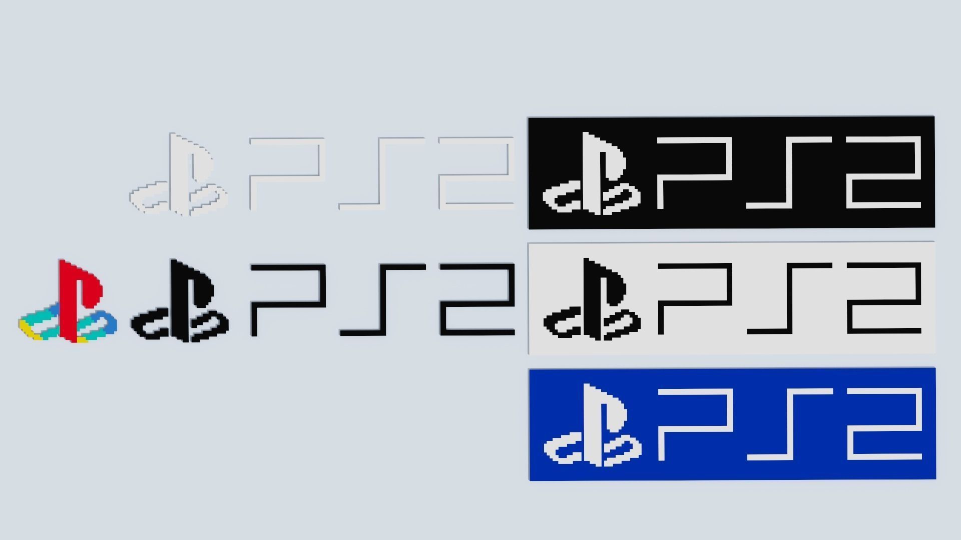 Voxel Logo Set Low-poly 3D model_42