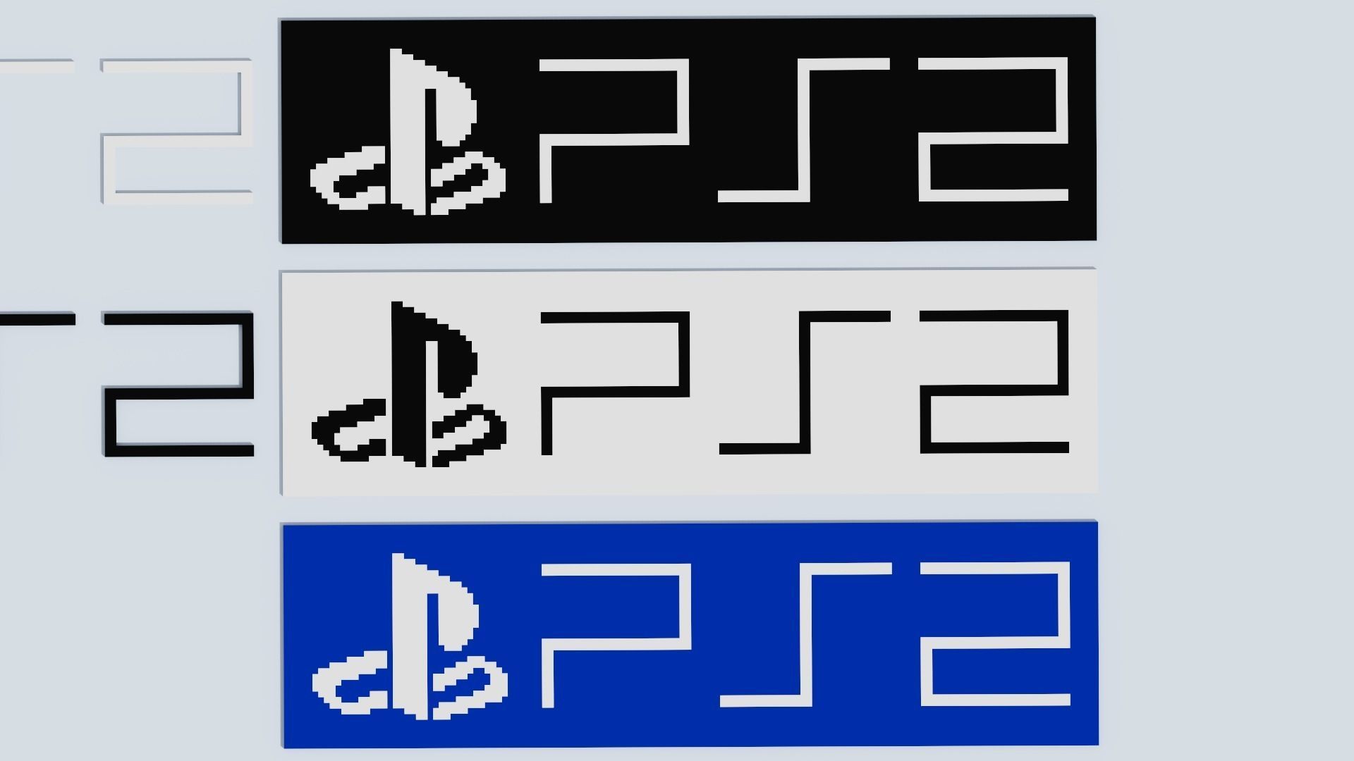 Voxel Logo Set Low-poly 3D model_41