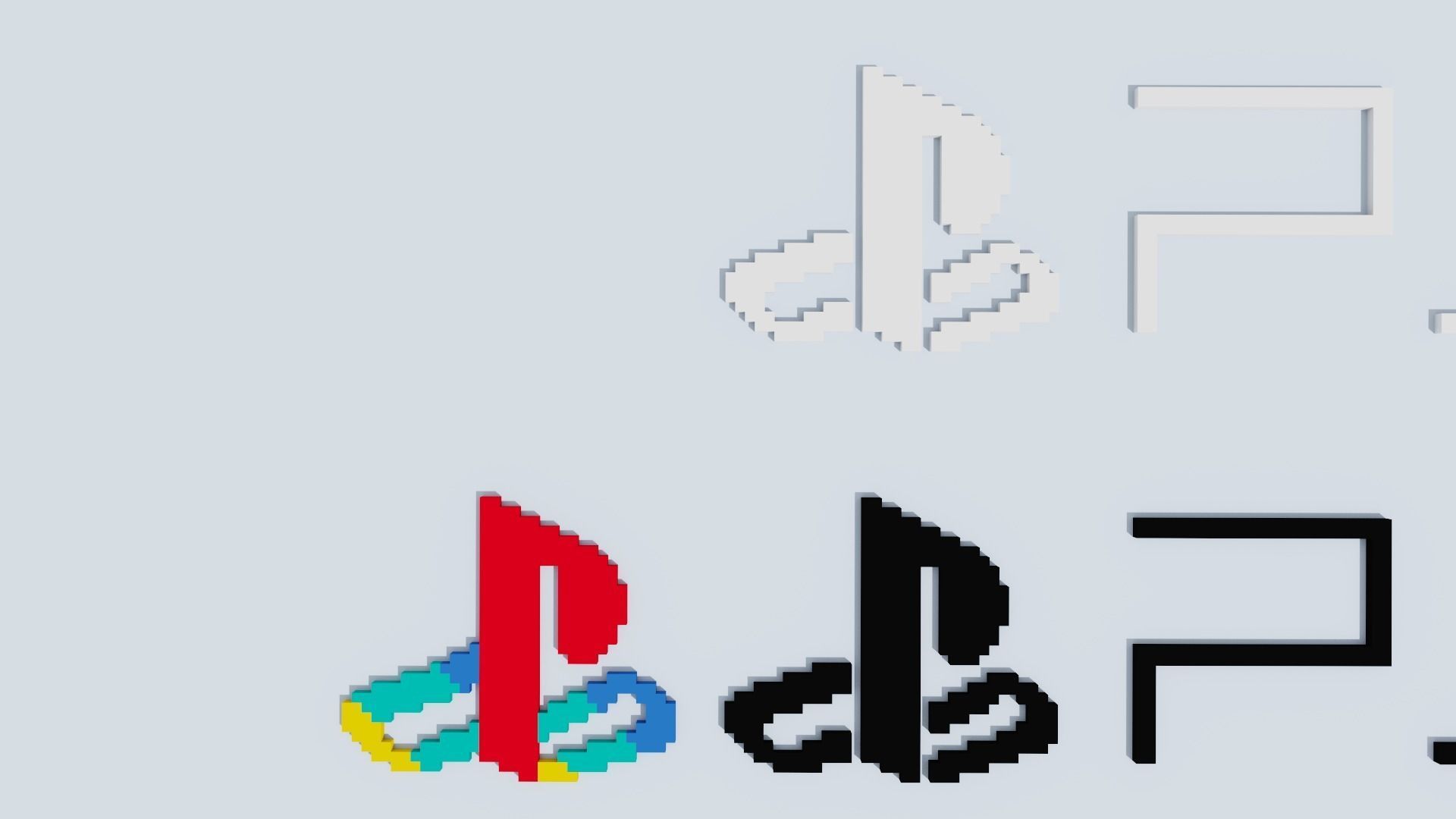 Voxel Logo Set Low-poly 3D model_43