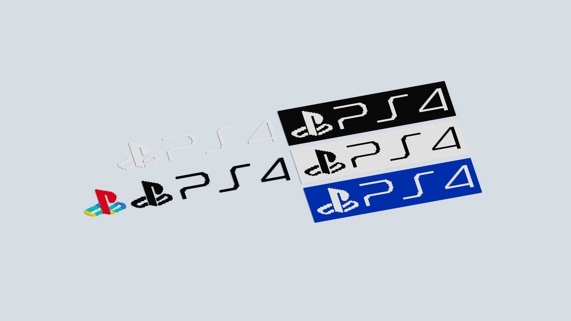 Voxel Logo Set Low-poly 3D model_31